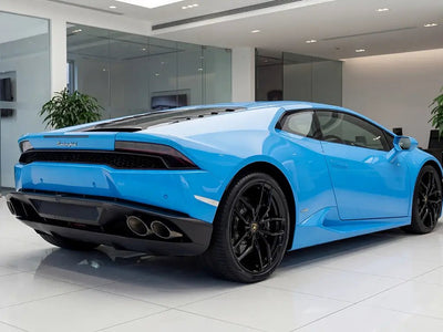 Lamborghini Huracán wrapped in Gloss HX20000 Montpellier Blue vinyl wrap HX20299B