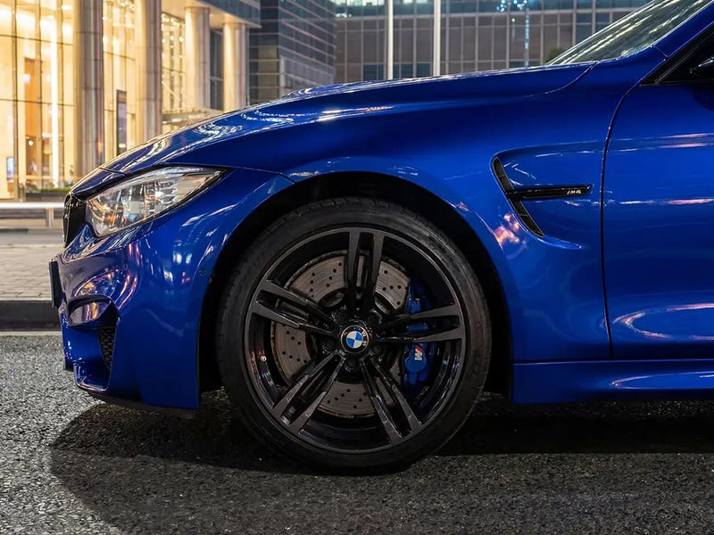 BMW M4 wrapped in Hexis Gloss HX20000 Sapphire Blue restyling film HX20300B