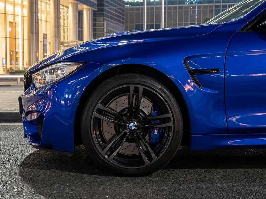 BMW M4 wrapped in Hexis Gloss HX20000 Sapphire Blue restyling film HX20300B