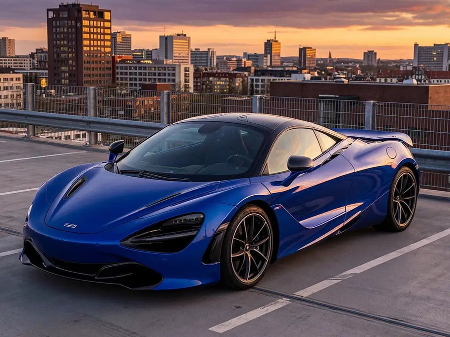 DIY McLaren 720S wrapped in Gloss HX20000 Sapphire Blue vinyl wrap HX20300B