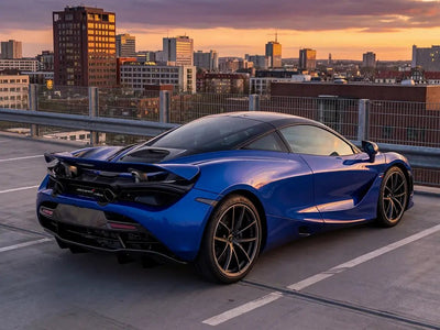 McLaren 720S wrapped in Hexis Gloss HX20000 Sapphire Blue restyling film HX20300B