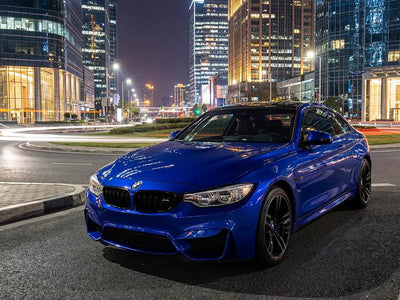 DIY BMW M4 wrapped in Gloss HX20000 Sapphire Blue wrap film HX20300B