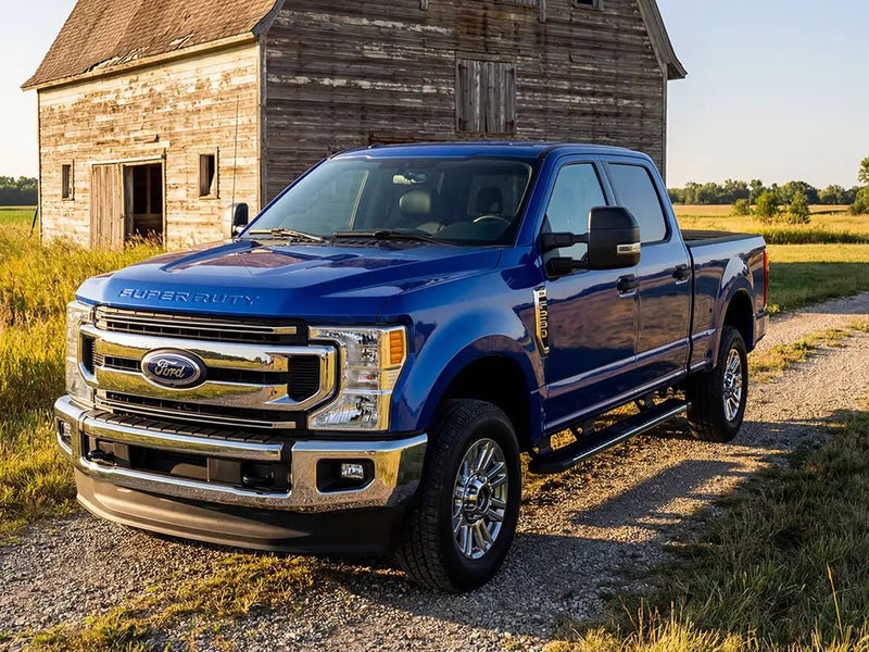 Ford Super Duty wrapped in Hexis Gloss HX20000 Sapphire Blue wrap film HX20300B
