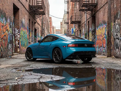 Nissan Z wrapped in Gloss HX20000 Pigeon Blue restyling film HX20315B