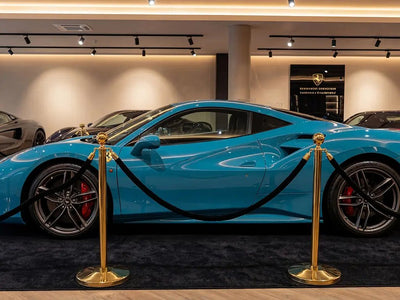 Ferrari 488 wrapped in Gloss HX20000 Pigeon Blue automotive vinyl film HX20315B