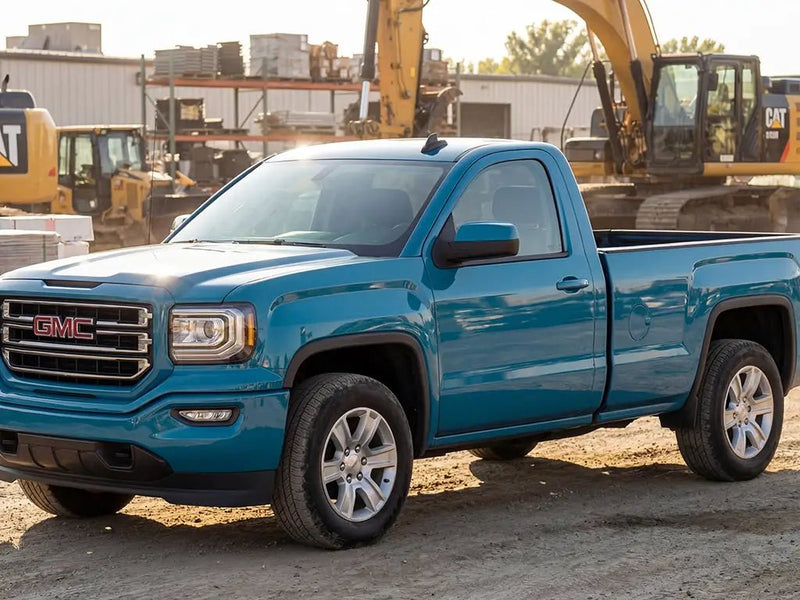 GMC Sierra wrapped in Hexis Gloss HX20000 Pigeon Blue wrap film HX20315B