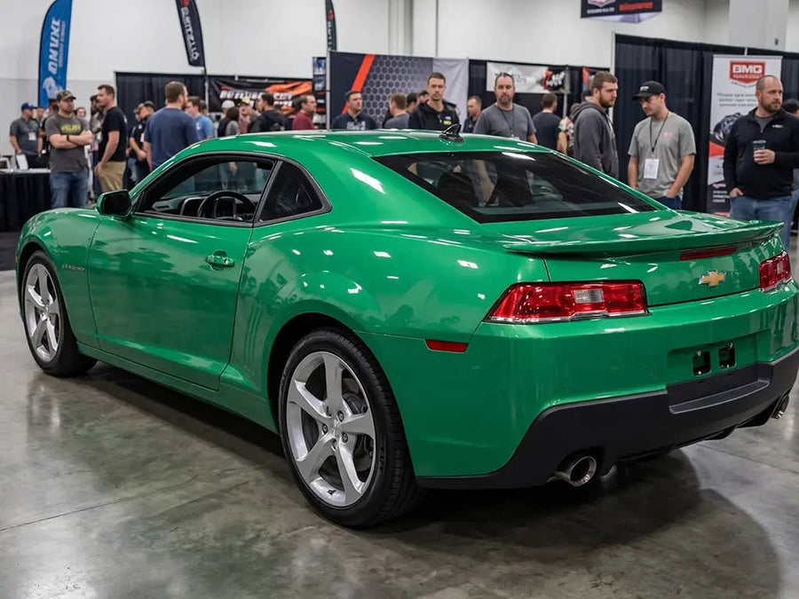 DIY Chevrolet Camaro wrapped in Gloss HX20000 Emerald Green vinyl wrap HX20348B