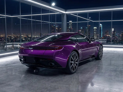 DIY Aston Martin DB11 wrapped in Gloss HX20000 Elderberry Purple automotive vinyl film HX20352B