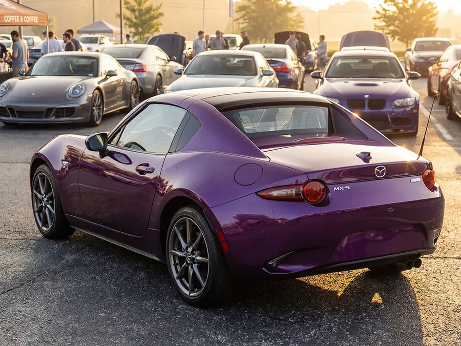 Mazda MX-5 wrapped in Hexis Gloss HX20000 Elderberry Purple vinyl wrap HX20352B