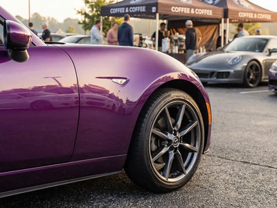 DIY Mazda MX-5 Miata wrapped in Gloss HX20000 Elderberry Purple vinyl wrap HX20352B