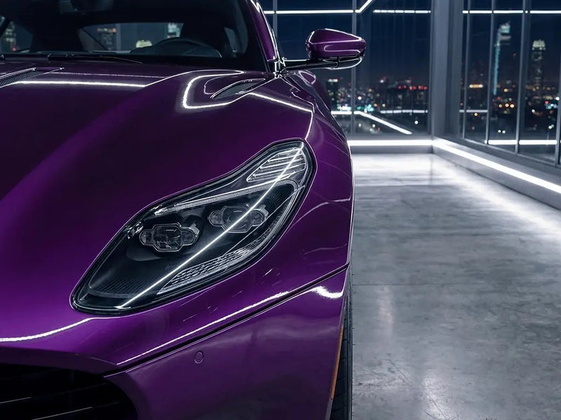 Aston Martin DB11 wrapped in Gloss HX20000 Elderberry Purple wrap film HX20352B