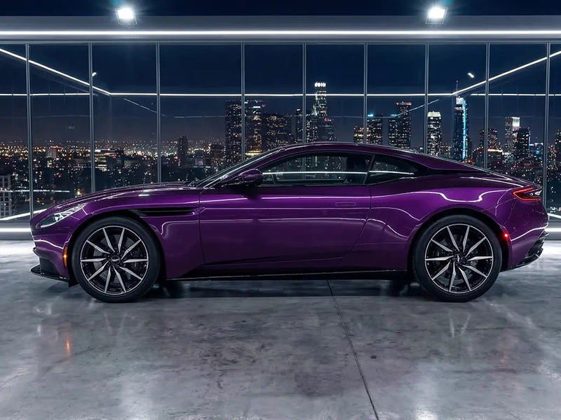 Aston Martin DB11 wrapped in Hexis Gloss HX20000 Elderberry Purple vinyl wrap HX20352B