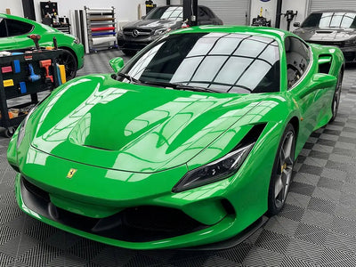 DIY Ferrari F8 Tributo wrapped in Gloss HX20000 Apple Green restyling film HX20369B