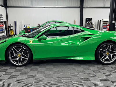 Ferrari 488 wrapped in Gloss HX20000 Apple Green vinyl wrap HX20369B