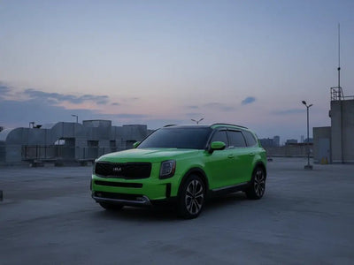 Kia Telluride wrapped in Gloss HX20000 Kiwi Green automotive vinyl film HX20375B