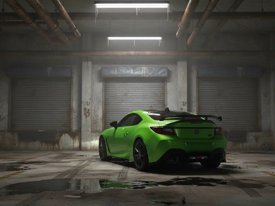 DIY Toyota GR86 wrapped in Gloss HX20000 Kiwi Green automotive vinyl film HX20375B