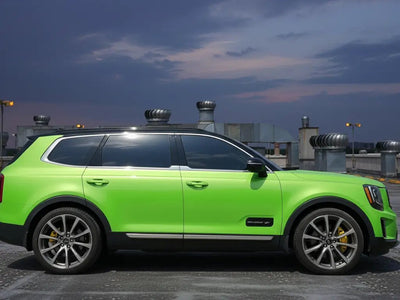 Kia Telluride wrapped in Hexis Gloss HX20000 Kiwi Green automotive vinyl film HX20375B