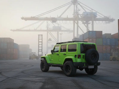 Jeep Wrangler wrapped in Hexis Gloss HX20000 Kiwi Green vinyl wrap HX20375B detail
