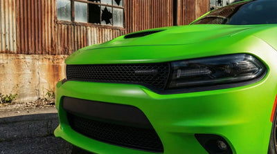 Dodge Charger Hellcat wrapped in Matte HX20000 Light Green restyling film HX20375M