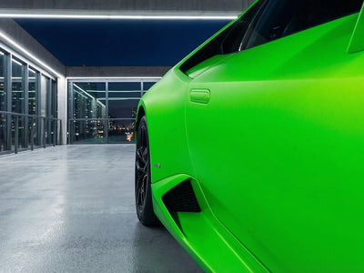 DIY Lamborghini Huracán wrapped in Matte HX20000 Light Green automotive vinyl film HX20375M