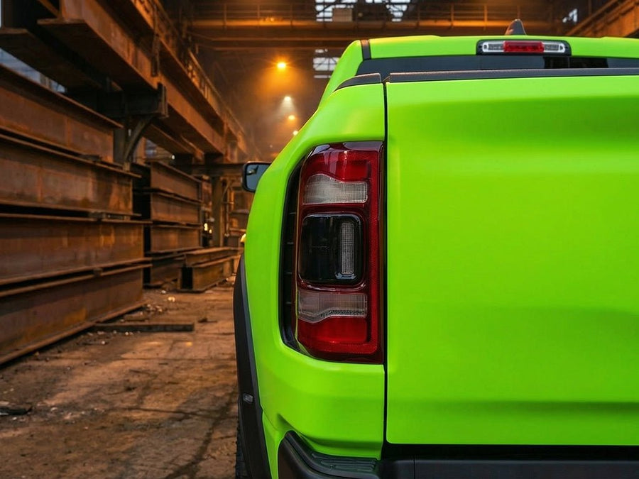 Ford Ranger wrapped in Matte HX20000 Light Green restyling film HX20375M
