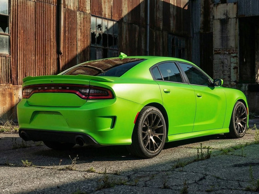 Dodge Charger wrapped in Matte HX20000 Light Green wrap film HX20375M
