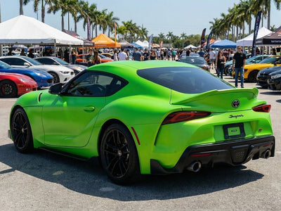 DIY Toyota Supra wrapped in Matte HX20000 Light Green automotive vinyl film HX20375M
