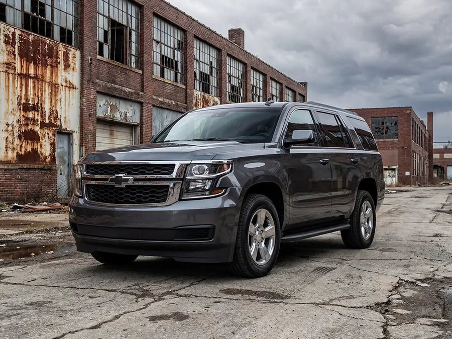 DIY Chevrolet Tahoe wrapped in Gloss HX20000 Shark Grey vinyl wrap HX20423B