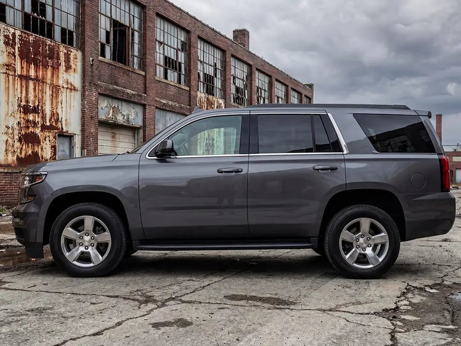 DIY Chevrolet Tahoe wrapped in Gloss HX20000 Shark Grey vinyl wrap HX20423B detail