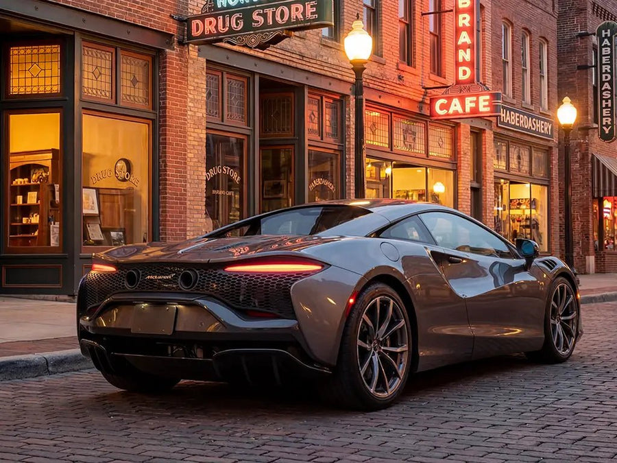 McLaren GT wrapped in Hexis Gloss HX20000 Shark Grey car wrap film HX20423B