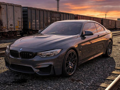 DIY BMW M4 wrapped in Gloss HX20000 Dark Grey restyling film HX20432B