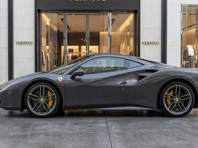 DIY Ferrari 488 GTB wrapped in Gloss HX20000 Dark Grey vinyl wrap HX20432B
