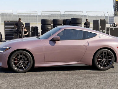 Nissan Z wrapped in Gloss HX20000 Metallic Cinder Rose restyling film HX20437B