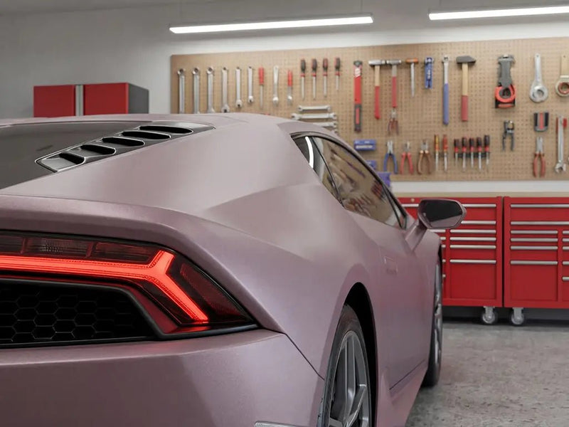 Lamborghini Huracán wrapped in Matte HX20000 Metallic Cinder Rose vinyl wrap HX20437M