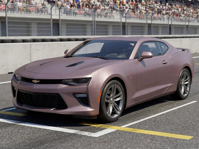 DIY Chevrolet Camaro wrapped in Matte HX20000 Metallic Cinder Rose restyling film HX20437M detail