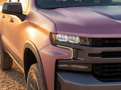 Chevrolet Silverado wrapped in Matte HX20000 Metallic Cinder Rose automotive vinyl film HX20437M