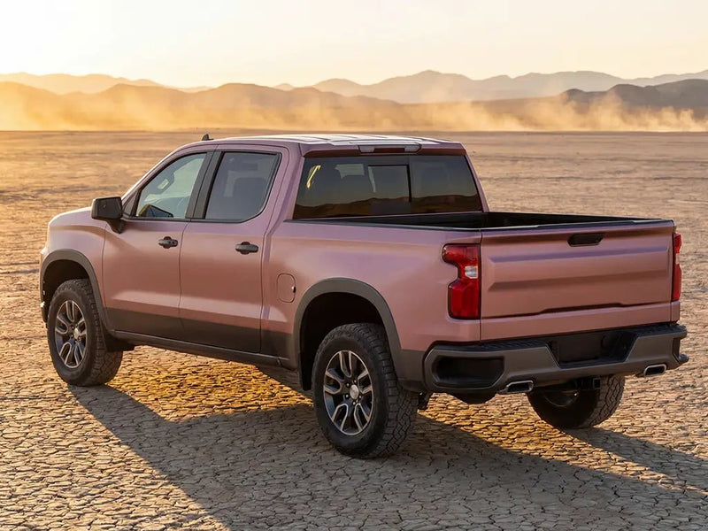 Chevrolet Silverado wrapped in Hexis Matte HX20000 Metallic Cinder Rose automotive vinyl film HX20437M