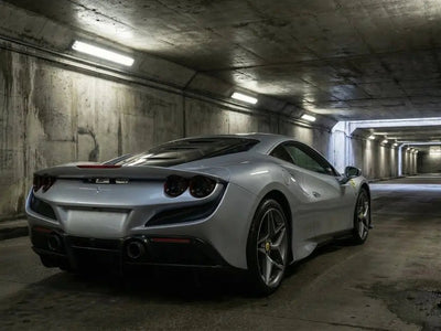 Ferrari F8 Tributo wrapped in Hexis Gloss HX20000 Pearl Grey wrap film HX20445B
