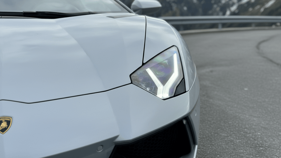 DIY Lamborghini Aventador wrapped in Gloss HX20000 Pearl Grey restyling film HX20445B