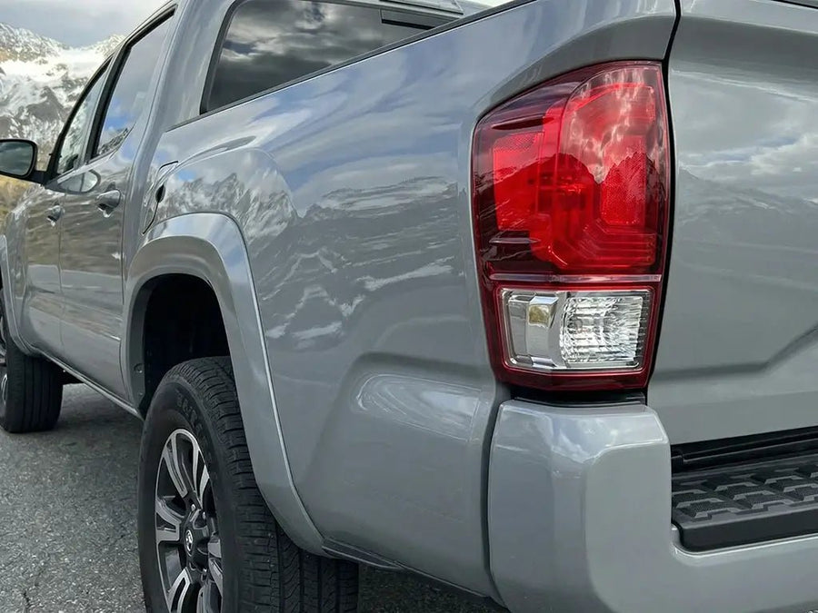 Toyota Tacoma wrapped in Gloss HX20000 Pearl Grey car wrap film HX20445B detail