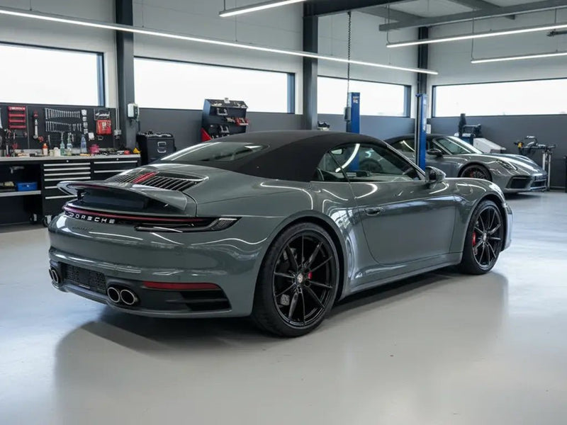 DIY Porsche 911 Cabriolet wrapped in Gloss HX20000 Elephant Grey wrap film HX20446B
