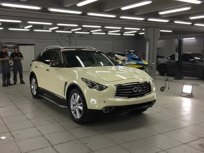 Infiniti FX wrapped in Hexis Gloss HX20000 Ivory vinyl wrap HX20468B detail