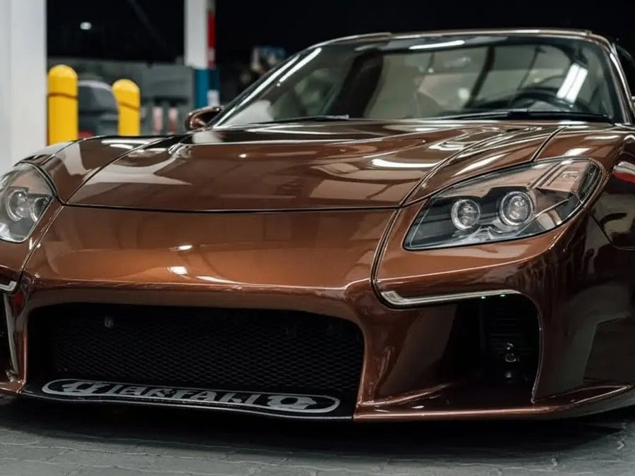 Mazda RX-7 wrapped in Gloss HX20000 Brown wrap film HX20476B