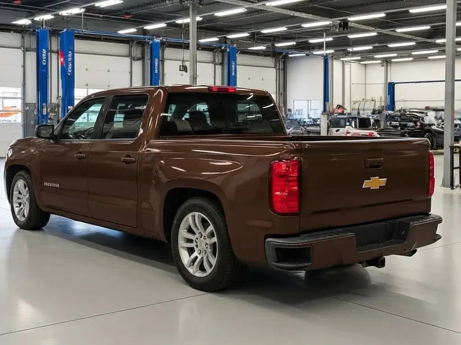 Chevrolet Silverado wrapped in Gloss HX20000 Brown car wrap film HX20476B detail