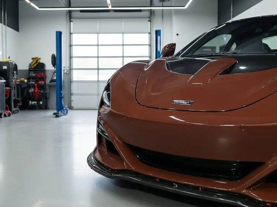 McLaren 720S wrapped in Hexis Gloss HX20000 Brown wrap film HX20476B