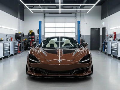 DIY McLaren 720S wrapped in Gloss HX20000 Brown restyling film HX20476B