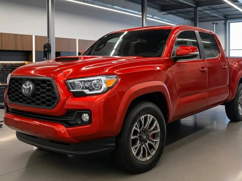 DIY Toyota Tacoma wrapped in Gloss HX20000 Red Embers restyling film HX20485B