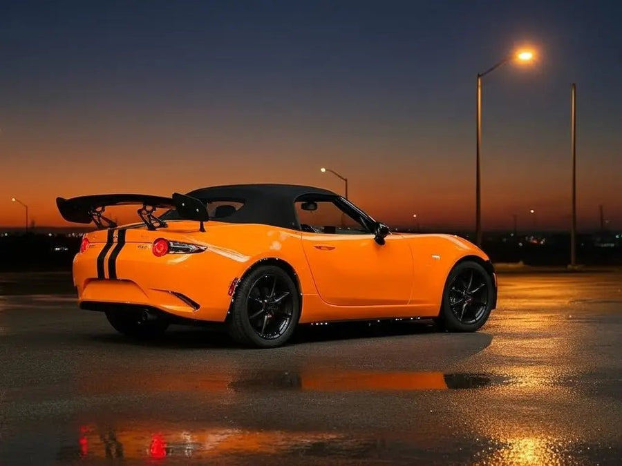 DIY Mazda MX-5 Miata wrapped in Gloss HX20000 Urban Orange automotive vinyl film HX20495B