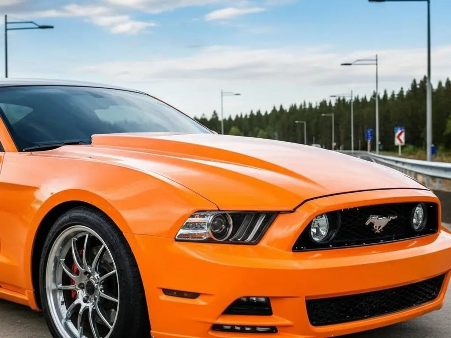 DIY Ford Mustang wrapped in Gloss HX20000 Urban Orange wrap film HX20495B