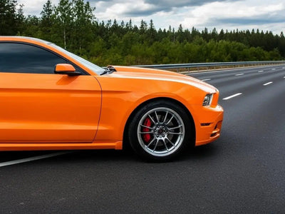 Ford Mustang wrapped in Gloss HX20000 Urban Orange wrap film HX20495B